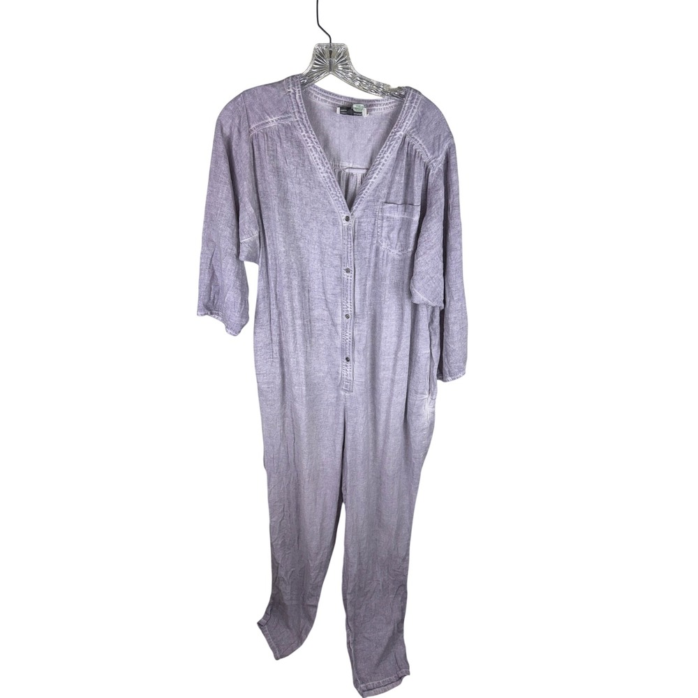 Anthropologie Saturday Sunday Lavender Gauze Henley Jumpsuit Purple Medium
